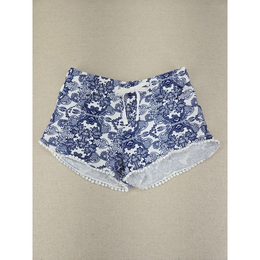Atmosphere Blue & White Paisley Pom Pom Beach Shorts Size 8 UK (US 4)